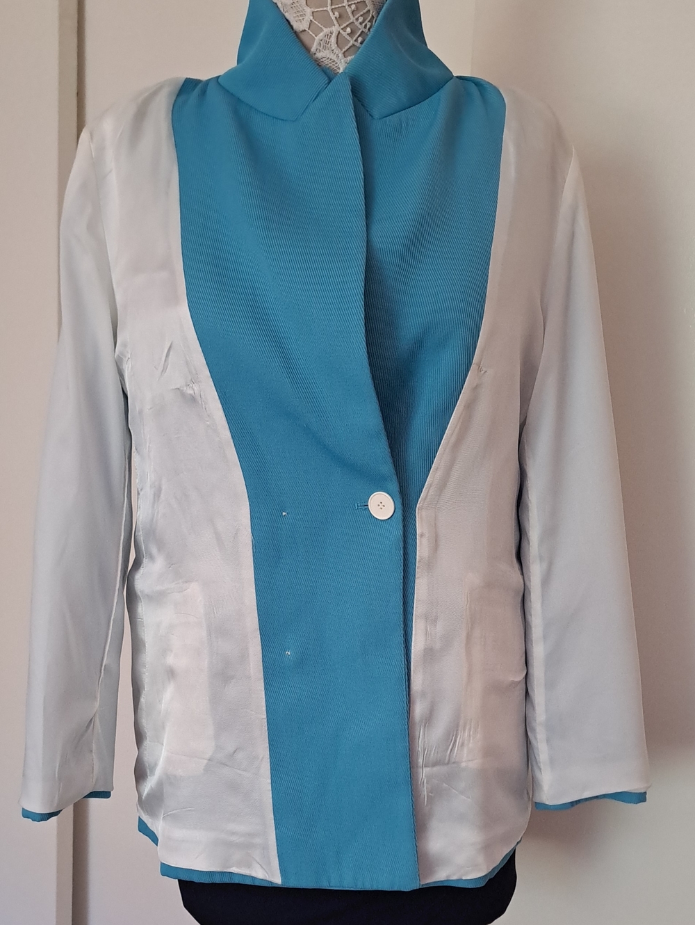 Zara Double-Breasted Bright Turquoise Blazer - Picture 5 of 13